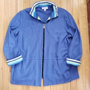 St. John Sport Womens Knit Cardigan Full Zip M FLAW Colorful Lagenlook Boxy